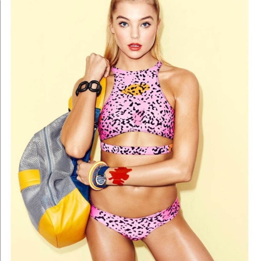 Beach Riot Racer Back Pink Cheetah Bikini
